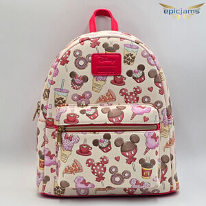 Loungefly Disney Mickey Mouse & Minnie Mouse Treats Mini Backpack New